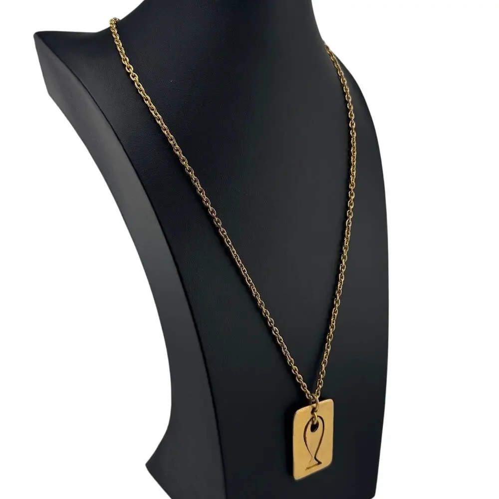 Vintage Modernist MCM Fish Cutout Pendant Retro 1960s Gold Tone 26